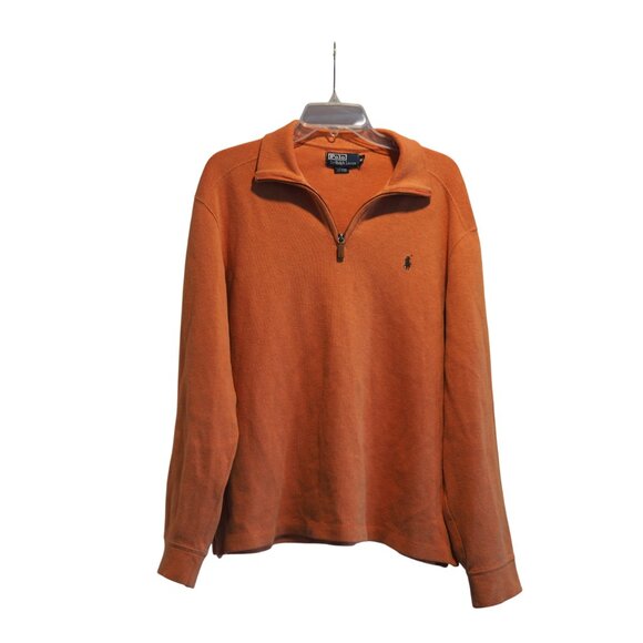 Polo by Ralph Lauren Men's Rust Orange Quarter-zip Sweater sz Medium 100% Cotton - Picture 2 of 15